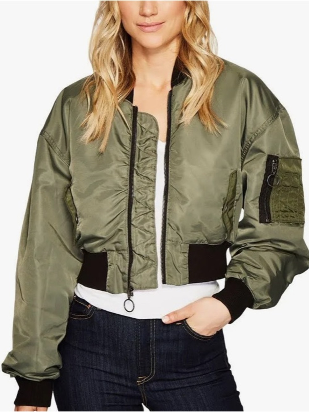 Hudson Jeans Rogue Cropped Bomber Jacket Size S